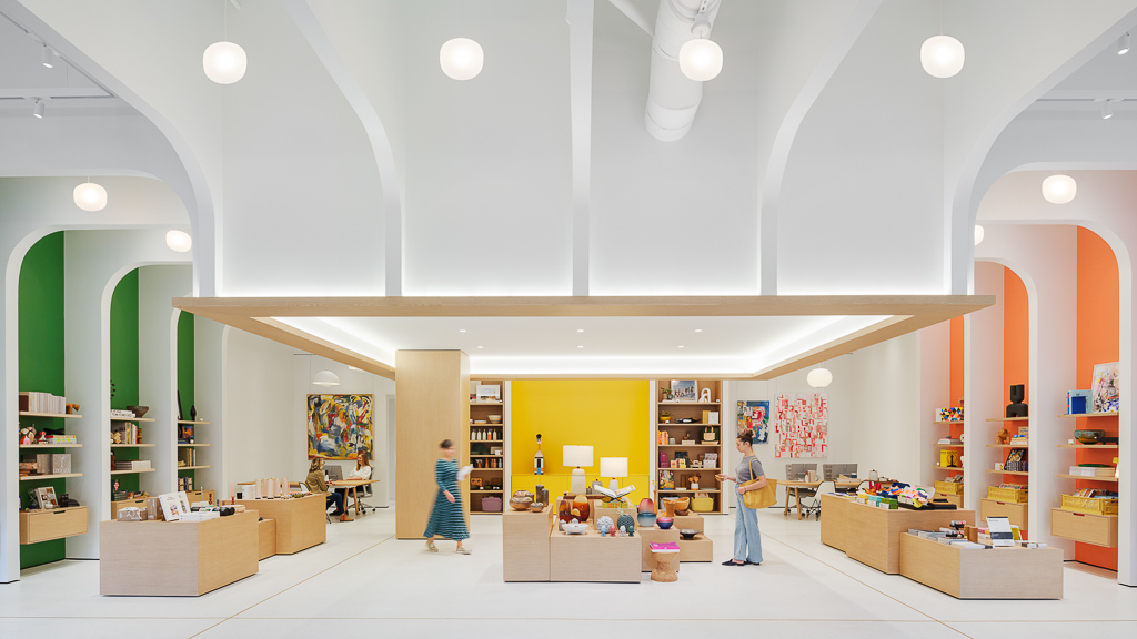 Modern retail store interior with open layout, clear zoning, and organized product displays.