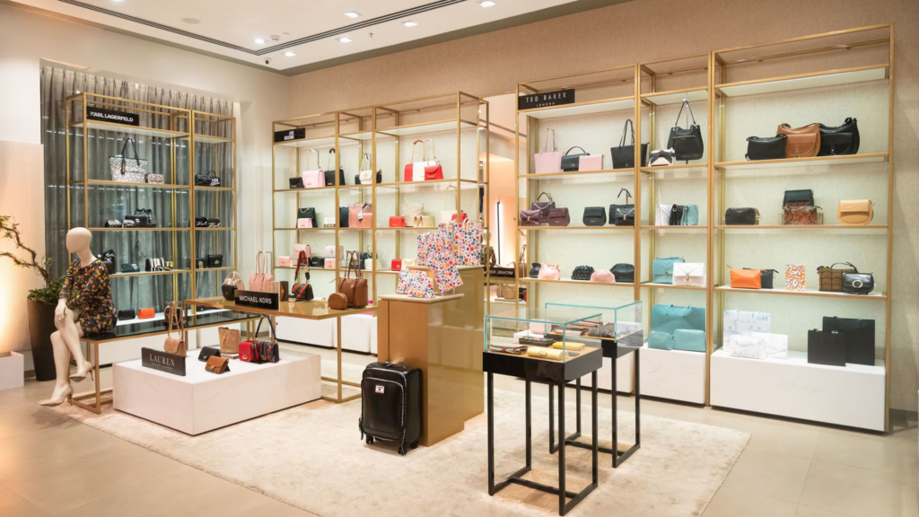 Modern retail store circulation strategy with open movement flow and long visual sightlines.