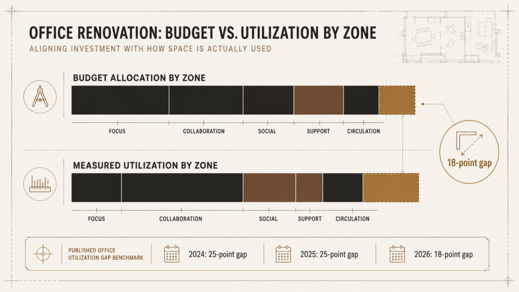 office renovation budget allocation against measured utilization