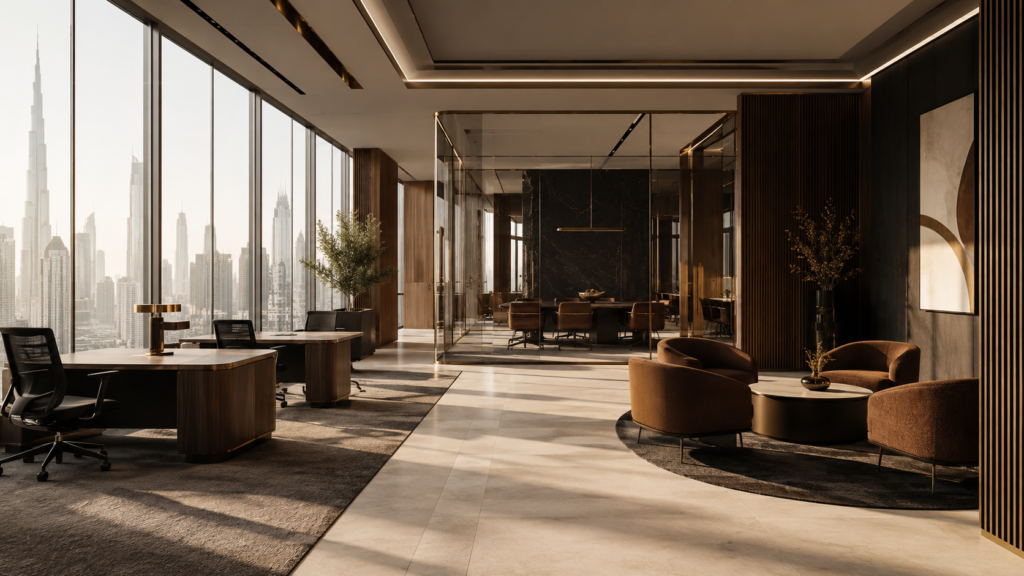 office interior design in a modern Dubai corporate workplace